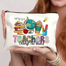 1 حقيبة تخزين بنمط قماش، حقيبة مستحضرات تجميل محمولة، حقيبة أدوات تجميل، حقيبة قرطاسية، بألوان محايدة، منظم سفر متعدد الوظائف، خفيفة الوزن وسهلة الحمل، مناسبة للتنقل والسفر، سعة كبيرة لتخزين مختلف العناصر الصغيرة