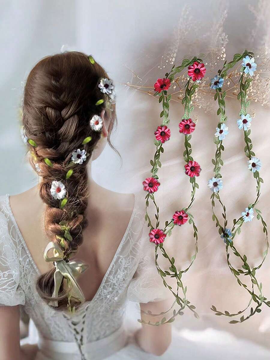 1pc Realistic Floral Headpiece, Boho Style Flower Crown Headband For Brides, Handmade Bohemian Headpiece Suitable For Festivals, Travels, Parties, Weddings, And Photo Shoots