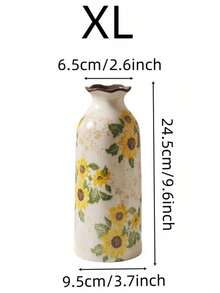 1 pièce Mini vase en céramique fait main vintage tournesol, porte-fleurs floral doré à glaçure craquelée, décoration de maison bohème rustique de style ferme pour salon, chambre, balcon, table, fleurs fraîches/sèches, cadeau pour les fêtes & l'Aïd - Jaune citron - Voir 15