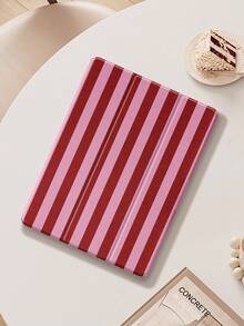 Red Striped Compatible With IPad Case, Compatible With IPad Air 4/5 (10.9 Inch), Compatible With IPad 7/8/9 (10.2 Inch), With Apple Pencil Slot, Also Fits Tab S6 (10.4 Inch), Tab A7 Lite (8.7 Inch), Leather Protective Cover, Suitable For Back To School, Valentine's Day, New Year And Other Occasions - Multicolor - View 3