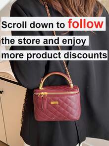 New Minimalist Handheld Box Bag, Shoulder & Crossbody Bag - Burgundy - View 2