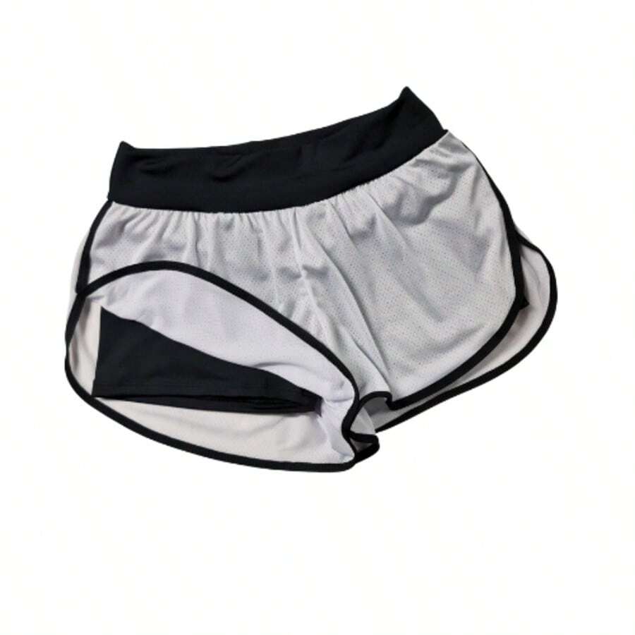 Plus Size - Women's Fitness Shorts With Overlay - Women's Gym Clothes - 白色 - 查看 1
