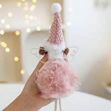 Adornos navideños de ángel con alas de alambre, adorno colgante para árbol de Navidad, ideal para el hogar, la oficina o fiestas. - Rosa - Ver 4