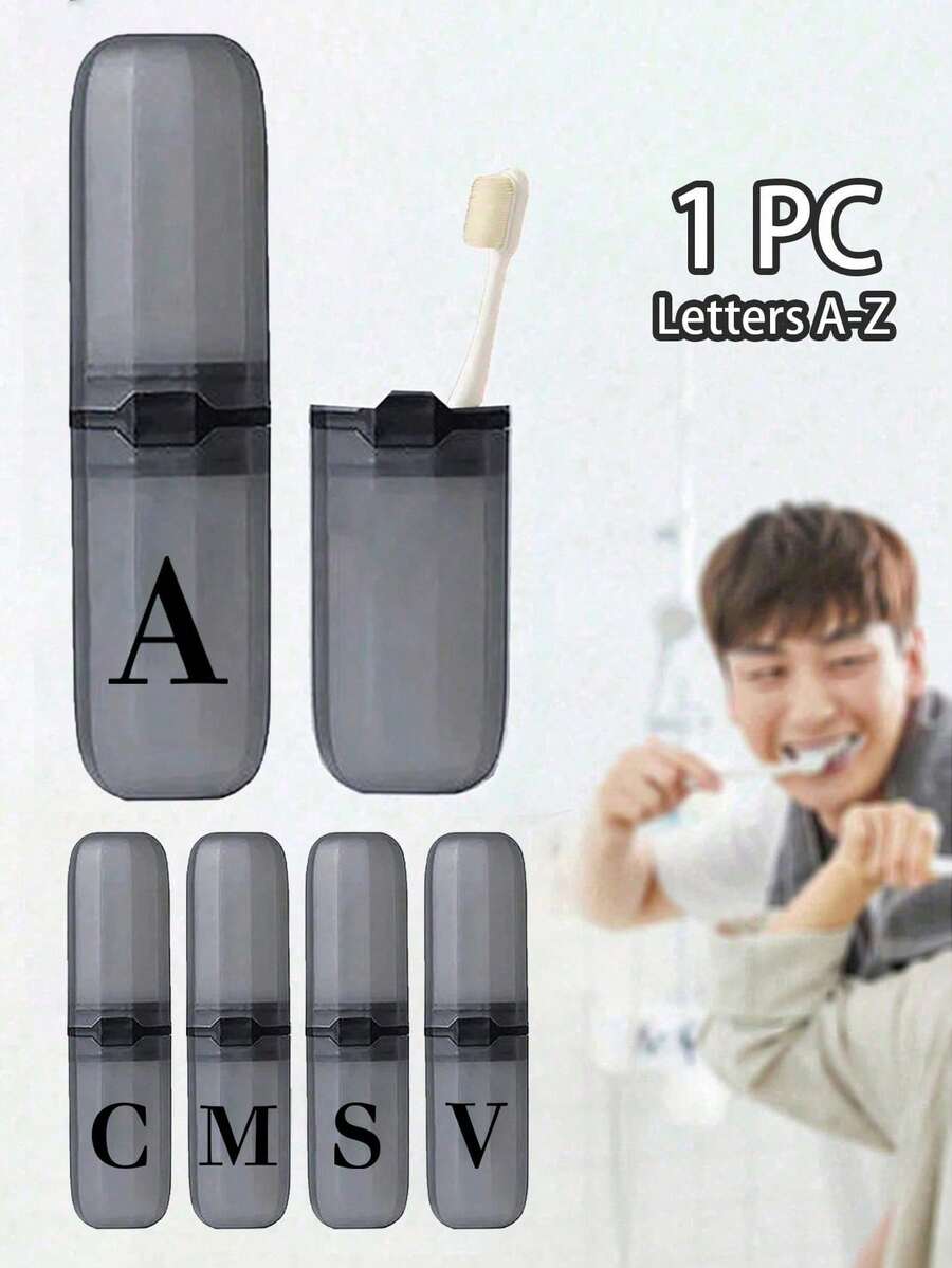 1 Stück graue Initialen A-Z tragbare Zahnbürstenhülle, halte deine Zahnbürste sauber und unterwegs! Mit tragbarem Zahnpastaausprüher, Reise-Zahnbürstenhalter, tragbarer Zahnbechergarnitur, perfekt für Reisen, Camping, Geschäftsreisen und Schule, Mehrzweck-Zahnbechergarnitur, Reise-Toilettenartikelbecher, Zahnbürsten- und Toilettenartikelaufbewahrungsset, einfache Toilettenartikelaufbewahrungsbox, Reiseaccessoires, Badezimmerzubehör, Haushaltswaren und Aufbewahrungsbedarf - Verschiedenfarbig - Übersicht 1