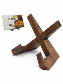 1pc Handmade Wooden Cookbook Stand, Rustic Farmhouse Recipe Book Holder For Kitchen Countertops And Cabinets! - Multicolor - View 12