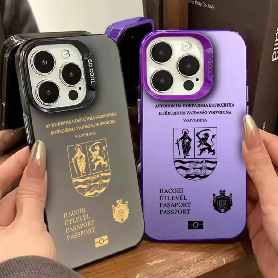 Funda de Teléfono Vojvodina Passport para 17,16,15,14,13,12,11,Pro,Max,Plus, Cubierta Mate Colorida a Prueba de Golpes - z8 - Ver 1