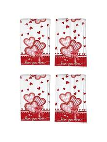1/2/4pcs Super Soft Microfiber Kitchen Towels, Ideal For Home, Outdoor Activities And Afternoon Tea Decoration, Kitchen Cloths, Valentine's Day Gift | Modern Style - Red - View 10