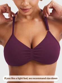 YEOREO SoftHue Impact Strappy Halter Bra For Sports Women Workout Padded Gym Yoga Bra Y2K - 黑櫻桃 - 查看 1