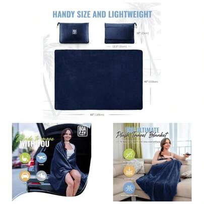 Soft Warm Travel Blanket Airplane Car - Long Flight Essential Women, Men, - Compact Pillow With Luggage Sleeve Backpack Clip