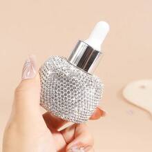 30ml Handmade Rhinestone-Embellished Faceted Glass Dropper Bottle - Luxury Refillable Cosmetic Container For Perfume, Essential Oils & Skincare, Elegant Desktop Decor & Holiday Gift
