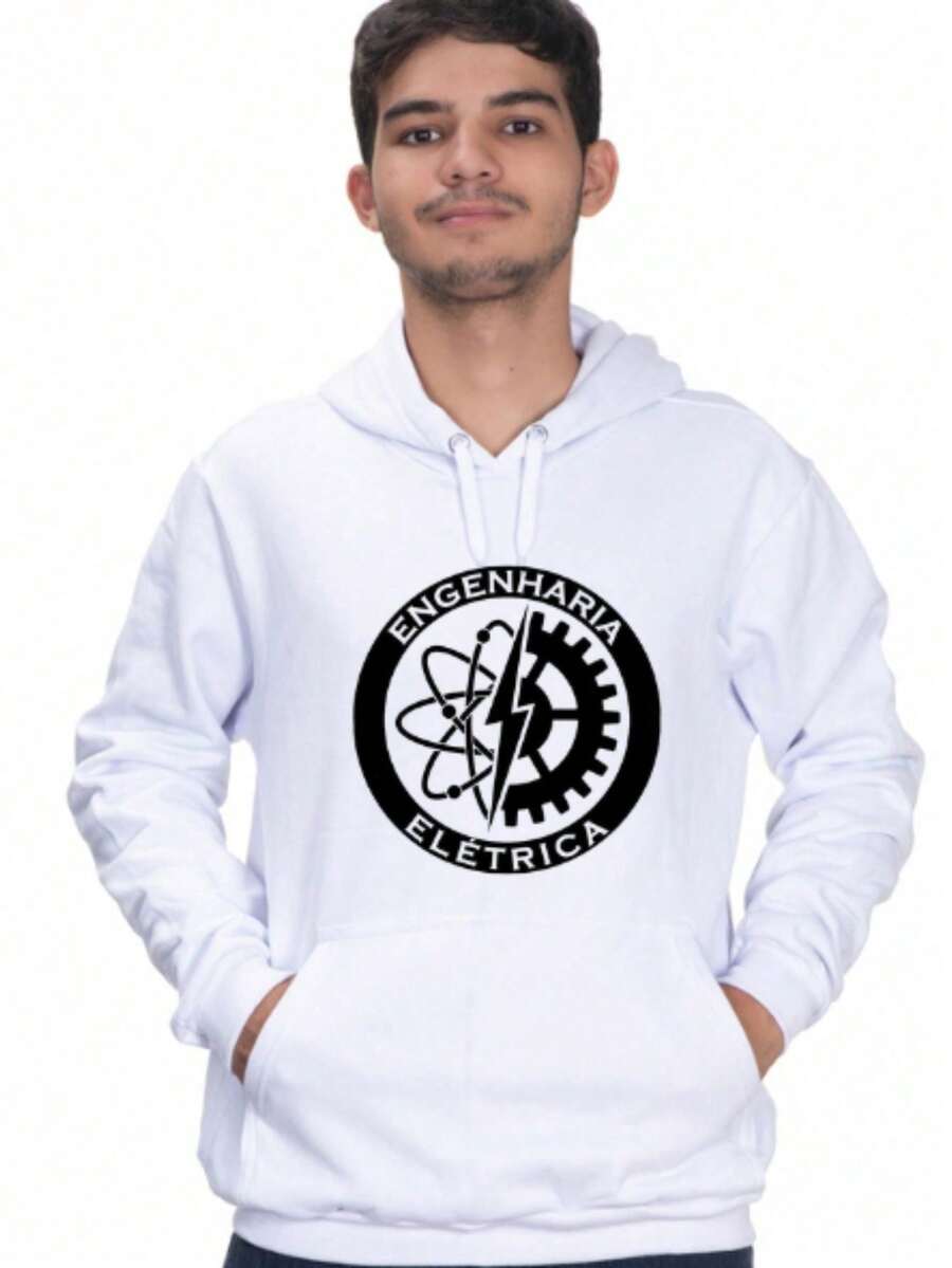 Unisex Electrical Engineering Sweatshirt With Kangaroo Pocket And Adjustable Hood. - White - View 1
