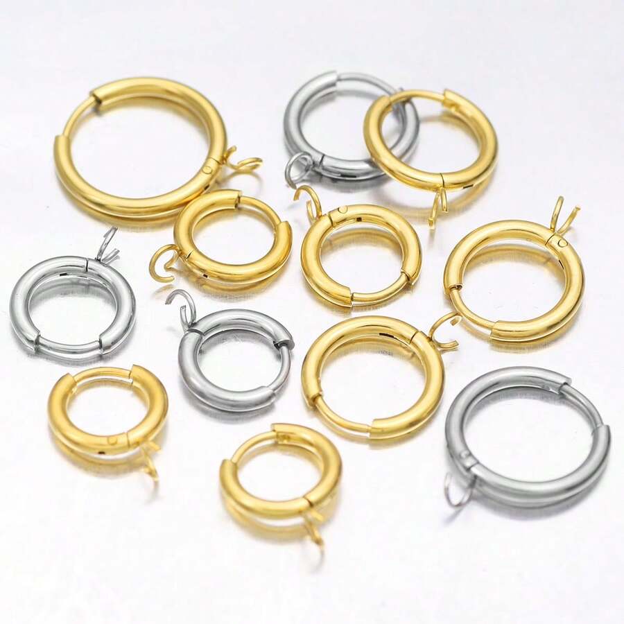 12/14/16/18/20mm Edelstahl Kreuz Schweißring DIY Zubehör, minimalistische Spiralohrringe, vergoldete galvanisierte Ohrringe