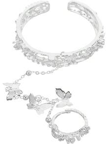 Pulsera De Estilo Antiguo Dedo Brazalete Pulsera De Plata Cadena De Pulsera De Decoración De Muñeca Pulsera De Joyas De Muñeca Aleación - 1 - Ver 11