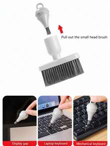 1pc Multi-Purpose Cleaning Brush - Suitable For Keyboard, Blinds, Car Interior Cleaning, Computer Cleaning - White & Gray Plastic Crevice Cleaner Brush, Applicable For Bedroom, Kitchen, Office, Car And More, Also A Good Helper For Home Cleaning And Hygiene - No Power Required - Multicolor - View 5