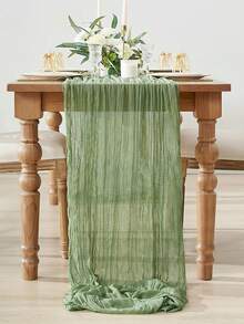 5条纯色褶皱桌旗，颜色包括白色、浅绿色、浅粉色、浅蓝色、浅卡其色和黑色，适用于生日派对装饰、乡村婚礼装饰、生日装饰、户外装饰、婴儿派对装饰、新娘派对装饰、周年纪念装饰、情人节装饰、2026新年装饰、家居装饰、橱柜罩、房间装饰、厨房用品和餐厅装饰。 - 褶皺桌旗 - 查看 7