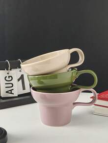 1 pieza Taza de desayuno cerámica minimalista y retro de varios colores, taza de alta calidad, taza de café, unicolor, taza para arte de latte simple, taza para leche para uso doméstico - Multicolor - Ver 10