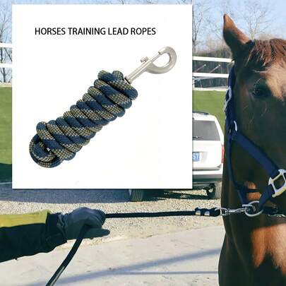 1条高品质涤纶耐用加厚马牵引绳，带金属扣，适用于动物、狗、宠物，马术用品