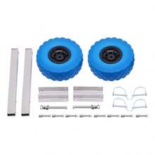 Blue Inflatable Boat Trailer Wheel (2pcs), 9.84in Stainless Steel-Plastic Wheel. 330.7LBS Load-Bearing Boat Trailer Roller, Universal Inflatable Boat Wheel. Compact Removable Trailer Wheel, Easy-Assemble Boat Moving Wheel. Sturdy Trailer Roller For Inflatable Boats/Trailers, Rough-Surface Wheel. - Blue - View 7