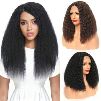 Joyluck Synthetic Lace Wig 13x4x1 Long Black Afro Kinky Straight T Part Lace Wigs For Women Daily Or Party Use High Quality Afro Kinky Curly Lace Hair Wig