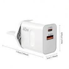 USB C Charger, 40W USB C Fast Charger2 Ports PD Power Adapter + QC Type-C Wall Charging Plug Compatible With IPhone 17 16 15 14 13 12 11 Pro Max Plus, Compatible With Samsung, Compatible With IPad/Compatible With IPad Mini And More - View 4