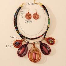 1 Bộ Dây Da Nhựa Nhôm Thủ Công Dệt Thời Trang Cổ Điển Thanh Lịch Tiệc Tiệc Ngày Lễ Bohemian Trung Đông Châu Âu Dây Chuyền Và Hoa Tai - Nhiều màu - Xem 9