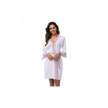 de bao suave tipo kimono para mujer, manga larga, ligera, con bolsillos - XL + P - blanco - Ver 6