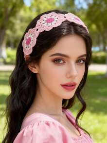 Solid Knit Hair Band For Daily Use For Girls Hairstyles Casual Boho Bandana Headband Turban Headband Sweatband, School Stuff, College, Headbands Fall Winter Hair Accessories For Women For Vacation Outfits Woman Elegant Scarf - 粉紅色 2 - 查看 5