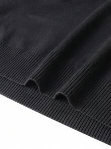 Men's Casual Long Sleeve Half-Zip Pullover Sweater, Versatile For Daily Wear - Black - View 6