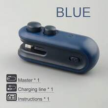 1 Piece Magnetic Food Bag Sealer - USB Rechargeable Portable Sealer, Suitable For Chips, Cookies, Lunch Boxes, Travel, Home And Office Use - Includes Charging Cable, White & Blue Color, Food Storage Sealing Tool, Modern Kitchen Companion, Durable - Multicolor - View 14