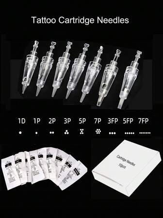 10 piezas/caja Agujas de maquillaje semi-permanente de alta calidad de 0.3MM Agujas desechables de cartucho para máquina de tatuaje de cejas y labios