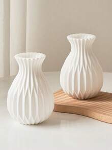 1 Simple Ceramic Appearance Plastic Vase, Indestructible Vase, Dining Table Home Decoration Living Room Decoration, Hydroponic Plant Flower Arrangement Container, Simple Desktop Vase, Bohemian Vase, Dry Flower And Artificial Flower Decoration Used For Wedding Parties, Home Decoration, Table Decoration Gifts. - Multicolor - View 5