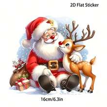 Santa Claus And Reindeer Vinyl Stickers Christmas Theme Car Stickers, Suitable For Cars, Laptops, Trucks, Motorcycles, Window Molded Walls: Same-Adhesive Type. Reusable Use - Adhesive Slope - A - View 4