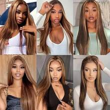 5x5 High Definition Lace Front Wig, Human Hair Blend, Pre-Plucked, Pre-Cut, 200% Density, Honey Blonde Ombre Straight Hair, Glueless Wig, For Women, 13x4 13x6 Brazilian Lace Front Wig, HD Lace Closure, Human Hair Lace Front, With Baby Hair, 8-34 Inch Lace Front Wig - SP4/27 - View 11