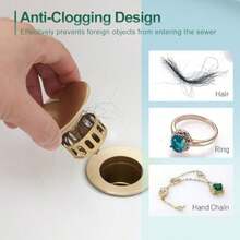 Bathroom Sink Drain Vessel Sink Lavatory Vanity Up Drain Stopper,(Brushed Gold With Overflow) - Multicolor - View 4