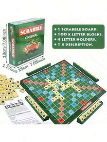 Classic Word Strategy Board Game - Standard Edition, Suitable For Ages 14+ Adults & Youth, Family Entertainment & Party Fun, Quick Thinking & Strategic Gameplay, Includes Game Board, Letter Pieces, 4 Racks & Instructions