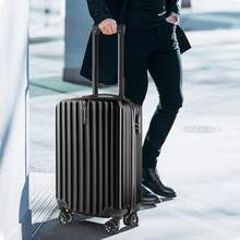 Equipaje de mano de 20 pulgadas, maleta rígida con,  ruedas giratorias ligeras, ABS resistente, equipaje de mano compacto para viajes de fin de semana, hombres y mujeres versión en negro y azul - Negro - Ver 10