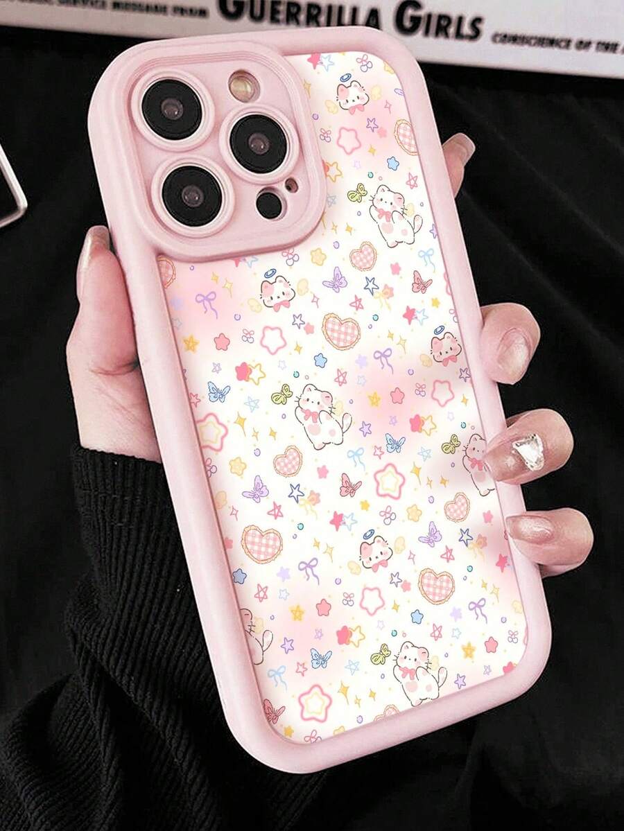Unique Cute Cat Illustration Phone Cases,Effective Protection Of Cameras,TPU For Comfortable Wear,For Women's Or Men's Style,For IPhone 17 Pro Max Case/Phone 17 Pro Case/Phone 17 Case/17 Air,For IPhone 16 Pro Max Case,For IPhone 16 Case,For IPhone 15 Pro Max,14 Pro Max Case 13 12 11 Pro Max 16 Plus Series Phone Cases,And Galaxy S25 Ultra Case/S24/S23/S22/S21/A54/A36/A35/A34/A17/A16/A15 Series Phone Cases.Christmas Phone Case,Christmas Give.For IPhone Cases.Suitable Little Gifts To Give To Friends. - 淺粉色 - 查看 1