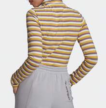 Adidas New Women's Casual Sports High-Neck Long-Sleeve T-Shirt - White/Yellow/Purple - View 2