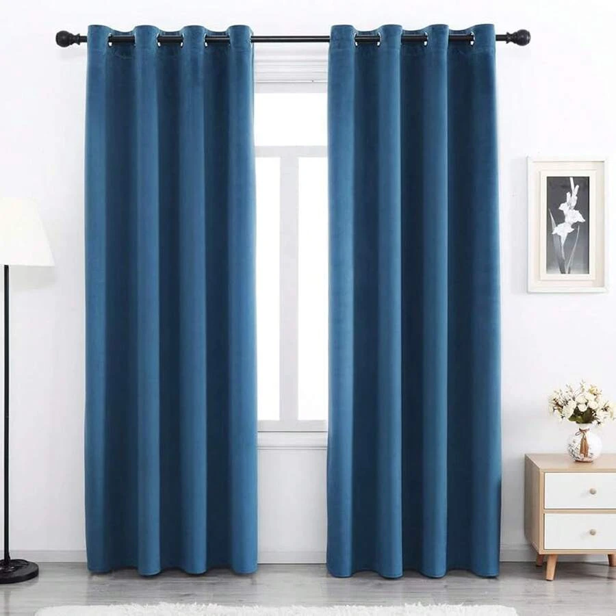 White 54 Inches Long - Grommet Thermal Insulated Window Treatment Bedroom, Filtering Set Of 2 Panels, Popular Window Decor - Stoneblue - View 1