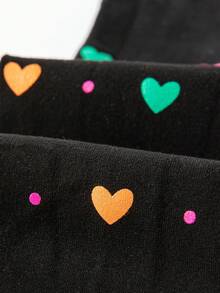 4 Pairs Girls' Heart & Bow Print Tight Leggings, High Density Knit, All Season - Multicolor - View 7