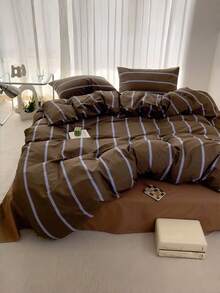 3pcs Thickened Polyester Retro Printed Bedding Set, Suitable For Boys, Girls, Dorm, Bedroom, Zipper Closure, All Season, Soft & Breathable, Fit For Twin, Full, Queen, King Bed, Machine Washable (1 Duvet Cover, 2 Pillow Shams, No Filler) - Multicolor - View 3