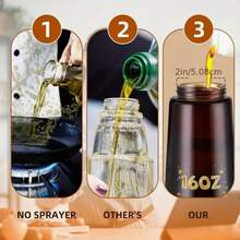 1pc Olive Oil Dispenser, 2-In-1 Cooking Oil Spray Bottle With Pump, 16oz/470ml Glass Oil Sprayer, Oil Dispenser And Oil Spray Bottle Suitable For Kitchen, Salad, Frying, And Grilling - Multicolor - View 10