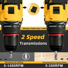 SPZTJK [48V Cordless Drill] 48V Cordless Electric Drill Set | Lithium-Ion Drill Driver Kit With LED Light & Variable Speed | Includes Handheld Screwdriver, Accessories, Rechargeable Lithium Battery, For DIY Home Projects - Red - View 10