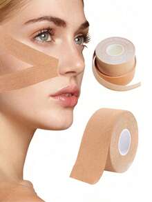 面部提拉胶带，即时提拉面膜，面部提拉胶带，面部胶带 - 除皱胶带 - 面部提拉胶带 - 多功能高弹力除皱额头眼颈皱纹护理工具，嘴角纹，眉纹 - 可裁剪贴合的米色平滑面膜，夜间使用 - 彩色 - 查看 1