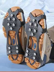 1pc Outdoor Ice Cleats Mountaineering Travel Fishing Snow Anti-Slip Shoe Covers, Stainless Steel 10-Tooth Ice & Snow Spikes, Silicone Lightweight Ice Traction Shoe/Boot Covers