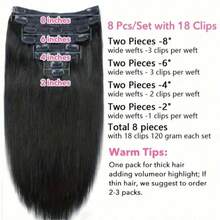 Clip In Hair Extensions Real Human Hair Clip Ins 8pcs Straight Human Hair Clip In Extensions Soft Silky Invisible Edge Brazilian Real Hair Extensions Clip In Human Hair For Full Head - Natural Black - View 4