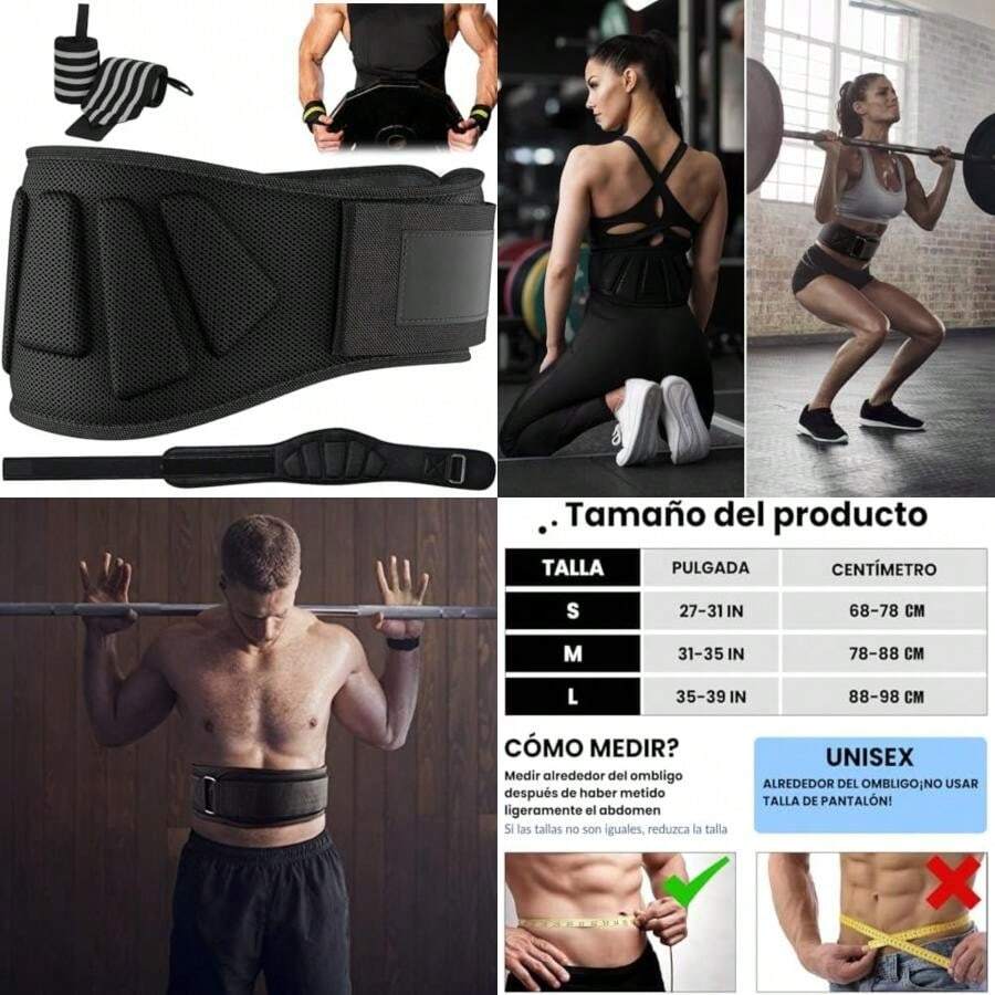 Cinturon para Gimnasio 2pcs, Faja para oporte de Espalda Baja, para Levantamiento de Pesas, (17cm)6.3in de oporte, Cinturón de oporte para Gym, Halterofilia, para Hombres y Mujeres.(S) - Multicolor - Ver 1