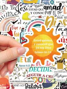 50pcs Spanish Bible Stickers Graffiti Decorative Patterns Non Repeatable One Time Use Suitable For Pocket Books Desks Pencil Pouches Office Chairs Bookshelves Office Supplies & Accessories Water Bottle Decorative Stickers Easy Peel & Stick Great For Winter And New Year!