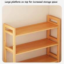 Senmeo Multi-Use Three-Layer Bamboo Storage Rack - Vertical Design, Durable Space-Saver Ideal For Kitchen, Bathroom, Living Room, Bedroom - 3層 - 查看 6