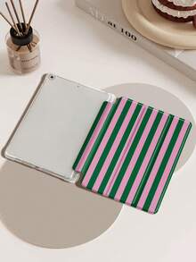 粉色條紋保護殼，適用於 iPad Air 4/5 10.9 吋、7/8/9 代 10.2 吋，內建筆槽，適用於 Tab S6 10.4 吋、Tab A7 Lite 8.7 吋，返校季、情人節、新年禮物 - 彩色 - 查看 7
